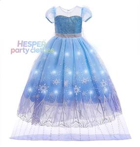 Vestido de Princesa Elsa Brillante de Frozen de HP con Mangas Abullonadas y Cola Larga hasta el Suelo para Fiesta de Cumpleaños - Product Image 1