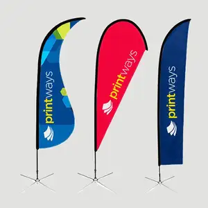 Logo Personalizzato Poliestere Onda Teardrop Spiaggia Bandiera Banner