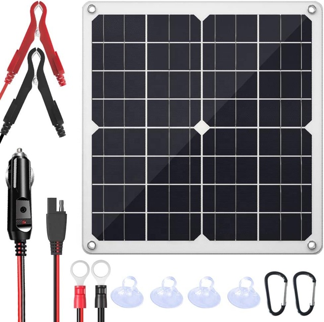 20W 12V Solar Trickle Charger Portable Battery Maintainer Solar Panel for Car RV Motorcycle
