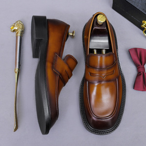 Nouvelles chaussures décontractées pour hommes en cuir rouge et bleu, de luxe, de marque, sur mesure, chaussures décontractées de bureau - Product Image 3