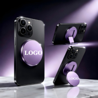 Support magnétique pliable en métal avec logo personnalisé, support de téléphone magnétique double angle pour diffusion vidéo