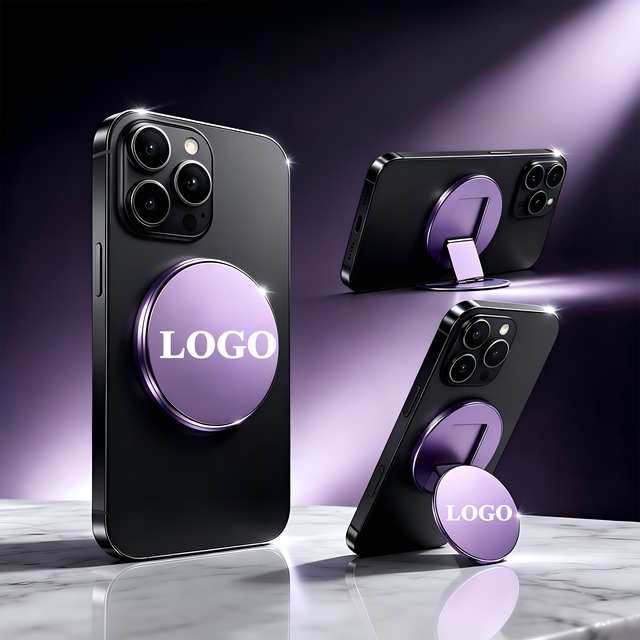 Custom Logo Metal Disc Magnetic Kickstand with Foldable Hinge, Dual Angle Metal Magnetic Phone Stand Holder for Video Streaming