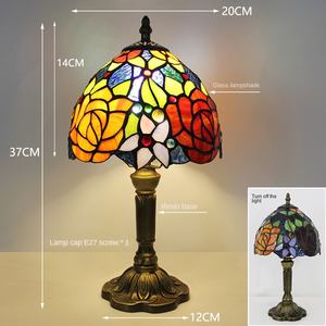 Magnifique lampe de table de style vintage, lampe de chevet vintage multicolore, lampe de bureau, lumière de lecture de 8 <span class=keywords><strong>pouces</strong></span> de large, décoration - Product Image 4