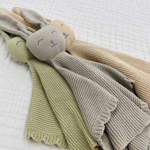 Couverture de sécurité en tricot en forme de tête de <span class=keywords><strong>lapin</strong></span> en gros, 100% coton, pour nouveau-né, <span class=keywords><strong>doudou</strong></span> <span class=keywords><strong>lapin</strong></span> - Product Image 6