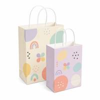 Sac cadeau personnalisé en papier kraft avec poignées en corde de coton, motif vague pastel, emballage de détail, boutique, vente en gros, fourniture d'usine