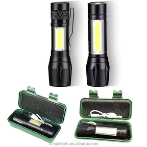 Mini zoom focus Đèn pin COB + XPE Tactical Torch Led đèn pin USB sạc không thấm nước Keychain đèn pin với clip - Product Image 5