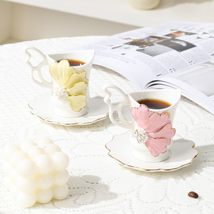 Minimalist Stylish <b>Ceramic</b> Coffee <b>Cup</b> & Saucer Set, Premium Espresso Mug for Home Afternoon Tea Daily Drinkware - Product Image 4