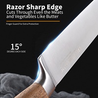 Couteau de chef de haute qualité, super tranchant, professionnel, finition laser, manche en bois d'acacia ambidextre, acier inoxydable