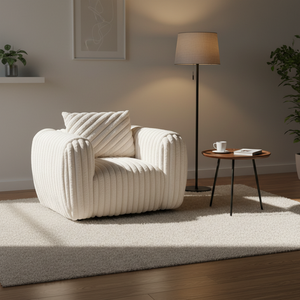 Ensemble de canapés modernes en velours côtelé crème |   Ensemble de meubles de salon 3 pièces avec canapé deux places et <span class=keywords><strong>fauteuil</strong></span> - Product Image 6