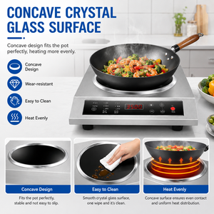 Cocina de Inducción de un Solo Quemador de 3500W, Estufa Eléctrica de Acero Inoxidable para Encimera, Control Digital para Cocina Comercial - Product Image 3