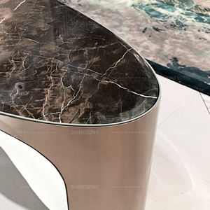 लक्जरी घर संगमरमर शीर्ष डेस्क कार्यालय फर्नीचर microfiber चमड़े की सतह लकड़ी के लेखन डेस्क - Product Image 4