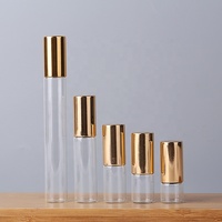 1ml 2ml 3ml 5ml 10ml Mini bouteille de voyage en acier en forme de cylindre d'huile essentielle de parfum en verre transparent avec bouchon en aluminium