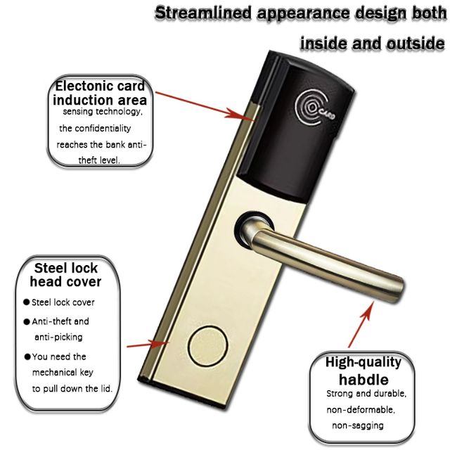 Wireless RFID Aluminum Alloy Electronics Hotel Door Lock System Smart Key Card Memory Digital Lock Hotel Smart Lock