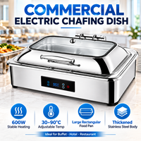 Chauffe-Plat Commercial Électrique en Acier Inoxydable avec Capacité de 9L et Contrôle Numérique Intelligent pour Buffet