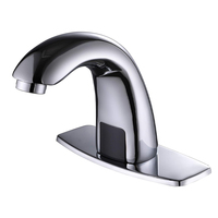 Robinet à capteur automatique monocommande moderne et classique, eau froide, finition chrome brossé, en alliage de zinc, à poser sur comptoir, avec douchette extractible