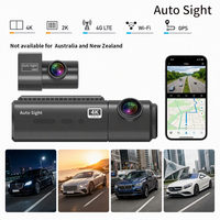 Caméra de tableau de bord double objectif 4G LTE 2 canaux avant 4K arrière 2K avec ADAS, enregistreur de voiture GPS WiFi, vision nocturne supérieure et surveillance de stationnement 24H pour voiture