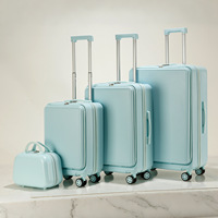 Nouvel arrivage : Ensemble de 3 valises à ouverture frontale en ABS+PC avec port de chargement USB et roues silencieuses pour voyage