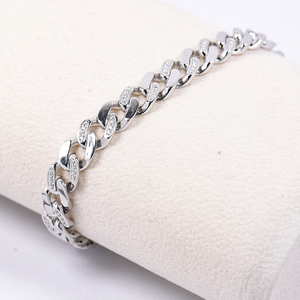 Hip Hop Đầy Đủ Kim Cương Chuỗi Liên Kết 925 Bạc Cuba Liên Kết Vòng Cổ Đồ Trang Sức Tốt Vòng Đeo Tay & Bangles Hollow Ánh Sáng Trọng Lượng Cuba Liên Kết - Product Image 5