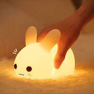 Wholesale Cute Animal Rabbit LED Night <b>Light</b> Soft Silicone Bedroom <b>Lamp</b> USB Rechargeable <b>Lamp</b> for baby Kids home decoration - Product Image 5