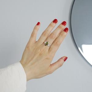 Bague en argent pur S925 avec zircon émeraude, design féminin de niche, texture irrégulière, incrustée d'acier inoxydable, bague Fanta - Product Image 3