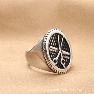 Anillo de Barbero de Plata Tibetana con Diseño de Tijeras y Peine, Estilo Retro Punk, Accesorio de Joyería para Hombre - Product Image 3