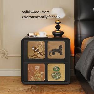 Un nouveau style de <span class=keywords><strong>table</strong></span> de chevet moderne intelligente noire de luxe et haut de gamme pour une chambre à coucher d'appartement en bois massif en 2025 - Product Image 2