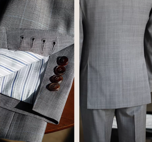 Giacca da Completo in Lana Grigio Chiaro a Quadri per Uomo, Design Personalizzato OEM ODM, Stile Senza Tempo per Businessman Globali - Product Image 4