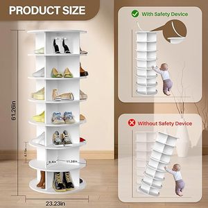 Xoay Dọc Túi Xách Giày Tổ Chức Xoay Giày Tủ Quần Áo 7 Tầng Quay Giày Hiển Thị Tháp Cho Tủ Quần Áo - Product Image 2