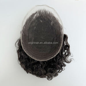 Prothèses capillaires pour hommes en cheveux humains naturels, avec dentelle suisse, style 'Back Hairstyles' et 'Water Wave', 24mm, pour systèmes de remplacement et perruques toupet - Product Image 4