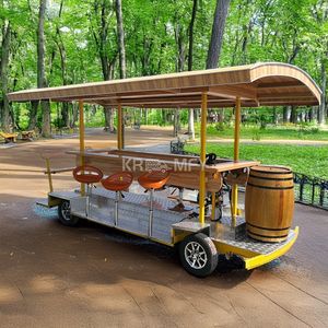 Bicicleta Tándem Eléctrica de 21 Velocidades con 4 Ruedas y Horquilla de Acero para Turismo, con Freno de Disco, Pedal Ordinario y Carrito Móvil para Venta de Cerveza - Product Image 5