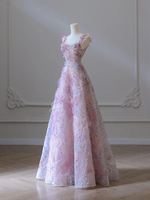LY-PD0111 femmes brillant 3D dentelle fleur jupe robes de soirée longue parole longueur dos dentelle avec paillettes broderie robes de soirée