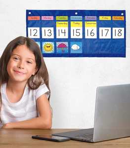 Custom Foldable Classroom Weekly Weather Calendar Pocket Chart Essential Back-to-School Teaching Tool with Convenient Bag - Product Image 5