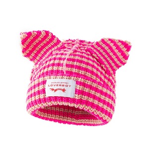 Op Maat Gemaakte Label Mooie Gestreepte Cat Ear Haak Warme Gebreide Muts - Product Image 6