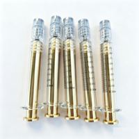 Luftfreisetzende Silberfarbene Metall-Pistoleinspritze 2,25ml 2ml Luer Lock Glasspritze für Destillatöl 1ml Spritzen