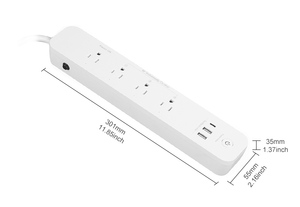 Adaptador de enchufe de EE. UU. de extensión blanca con puertos USB - Product Image 2