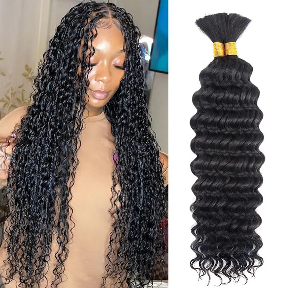 Vor gestreckte Virgin Raw Indian Hair Hair Bulk Großhandel Deep Wave Bundles Bulk Braid ing Human Hair