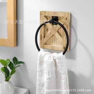 Porte-serviettes mural en bois sur mesure pour éviers, rangement pour serviettes et débarbouillettes, porte-mouchoirs en fer et bois - Product Image 3
