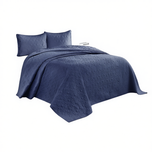 Db Navy Twin Reversible <b>Bedspread</b> <b>Set</b> Printed Embossed Polyester Home Use Queen King Sizes - Product Image 1