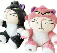 Porte-clés créatif en peluche chat légèrement froncé des yeux, petite poupée décorative, jouet en peluche, accroche-sac, personnalisable avec logo, unisexe, petit format