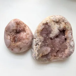 天然石英晶体簇生矿，带Druzy粉色紫水晶地质环境，用于愈合