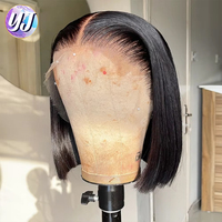 Perruque courte bob colorée sans colle, lace front brésilienne et péruvienne, coupe carrée, pour femmes noires, lace frontale colorée avec cheveux humains