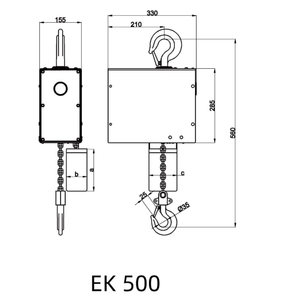 Palans électriques à suspension normale pour l'ingénierie EK 500 kg 3 m, taille compacte, faible hauteur de plafond, conception légère, palan à chaîne économique - Product Image 5