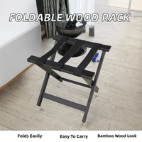 Porte-bagages pliable en bambou moderne à double niveau pour hôtel - Support de rangement portable sur pied pour vêtements pour salon