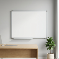 Tableau blanc magnétique mural effaçable à sec avec dos en acier galvanisé et cadre en aluminium anodisé, surface en acier laqué