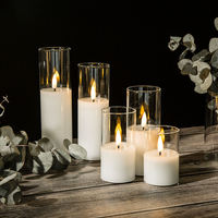 Ensemble de décoration d'intérieur Mermei de 5 bougies LED sans flamme en cire de paraffine blanche à flamme 3D avec télécommande pour anniversaires et fêtes