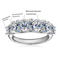 S925 Sterling Silver 3.6 Carat Moissanite Five-Star Ring Classic Fashion High-End Luxury Couple Model