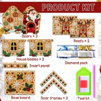 Kit de peinture diamant en bois en forme de maison de Noël LS, ornement de bureau, cadeau artisanal fait main pour Noël