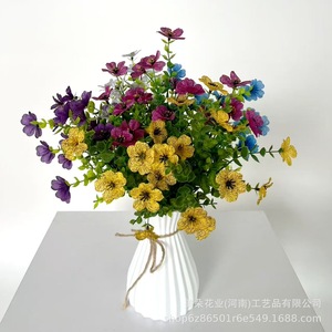 Magnifique bouquet de fleurs artificielles en eucalyptus violet, pétales en coton multicolores, décoration de bureau, maison, jardin - Product Image 4