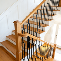Rampe d'escalier en fer forgé décorative d'intérieur, design moderne, haute qualité, creuse, noir mat, installation facile, pour appartement