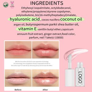 Vente en Gros Soin Des Lèvres Vegan Biologique Huile Pour Les Lèvres Repulpée Longue Durée Huile Pour Les Lèvres Couleur Changeante Teinte Rose Huile Pour Les Lèvres - Product Image 2